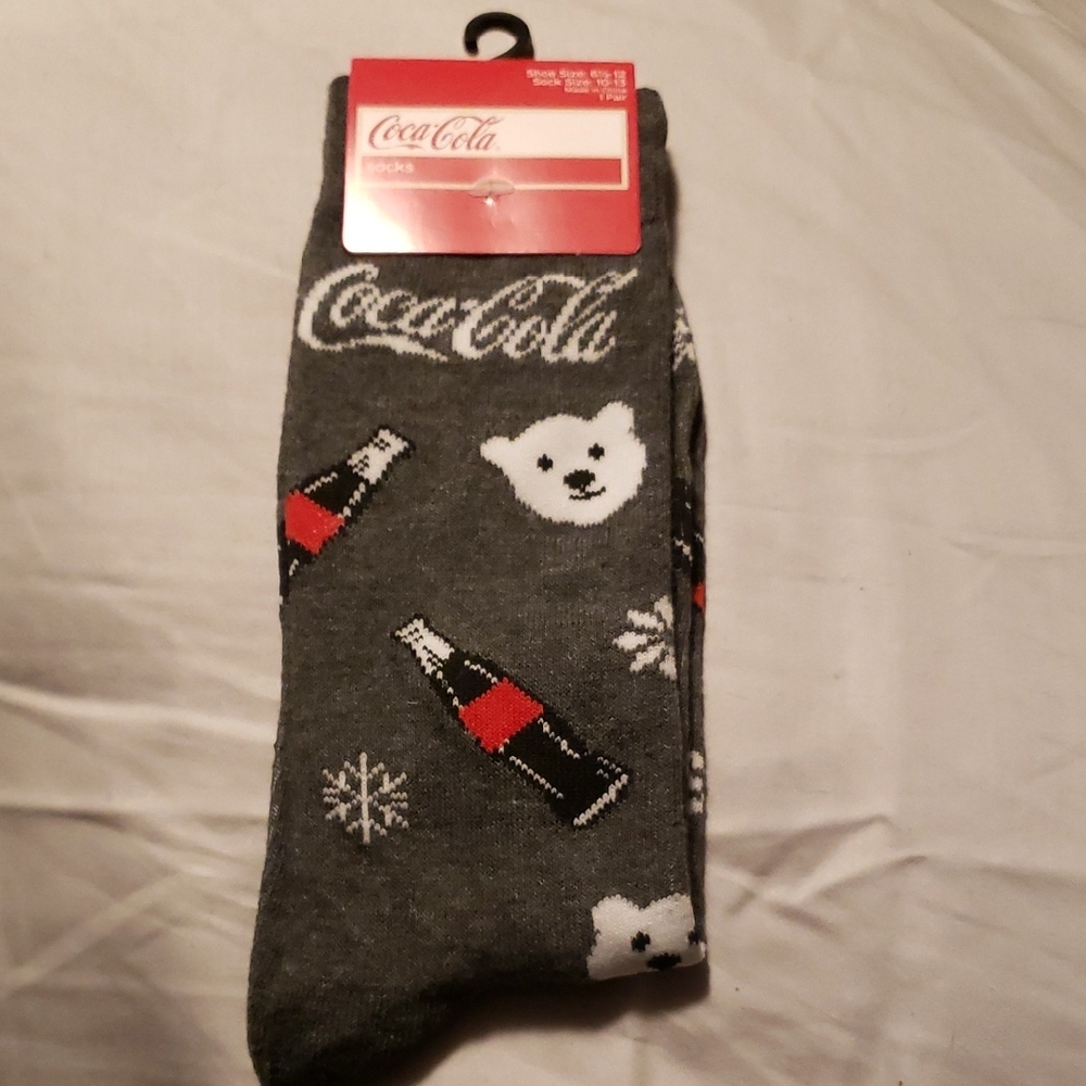 Coca Cola Charcoal Socks with Polar Bear and Bottle Design